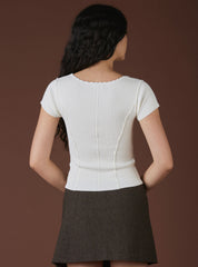 XAE Ribbed White Crop Top