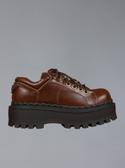 Low Top Leather Chunky Platform Boot in Brown UNIF