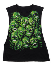 Vintage Liquid Blue Skulls Sleeveless Tee