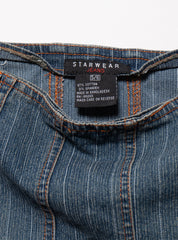 Vintage Starwear Y2K Denim Pinstriped Miniskirt