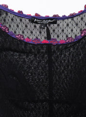 Vintage Betsy Johnson Black Lace Dress With Purple Trim