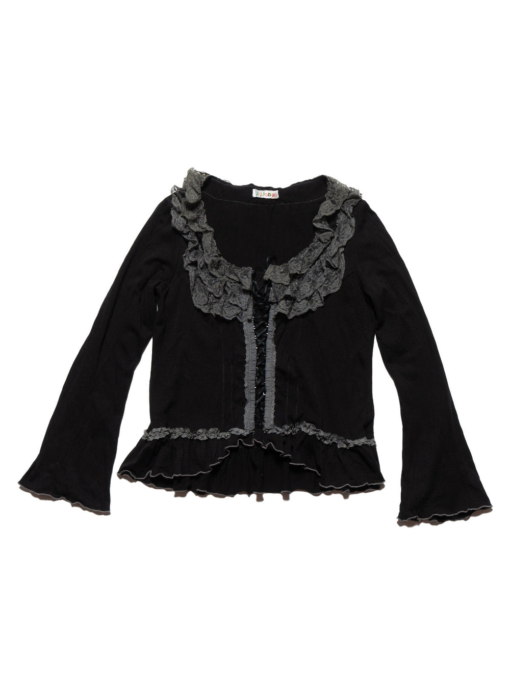 Vintage Jojoba Black Frill Top