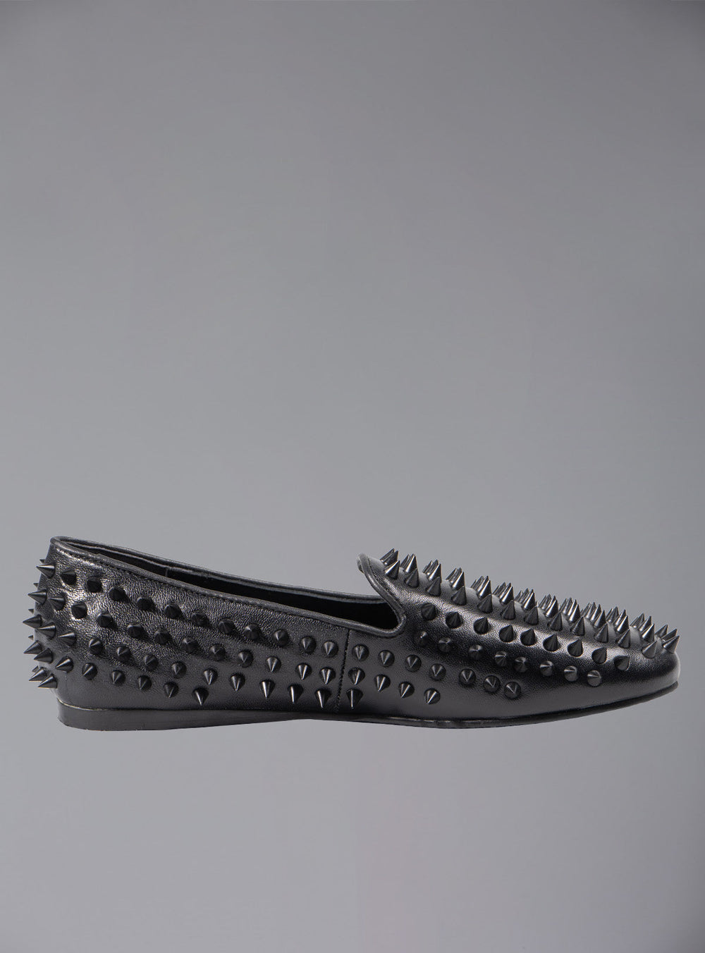 UNIF Hellraiser spiked slip on loafer in tonal black on black colorway.
