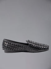 UNIF Hellraiser spiked slip on loafer in tonal black on black colorway.