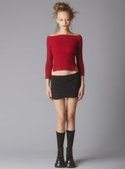 Off The Shoulder Quarter Sleeve Top In Red UNIF