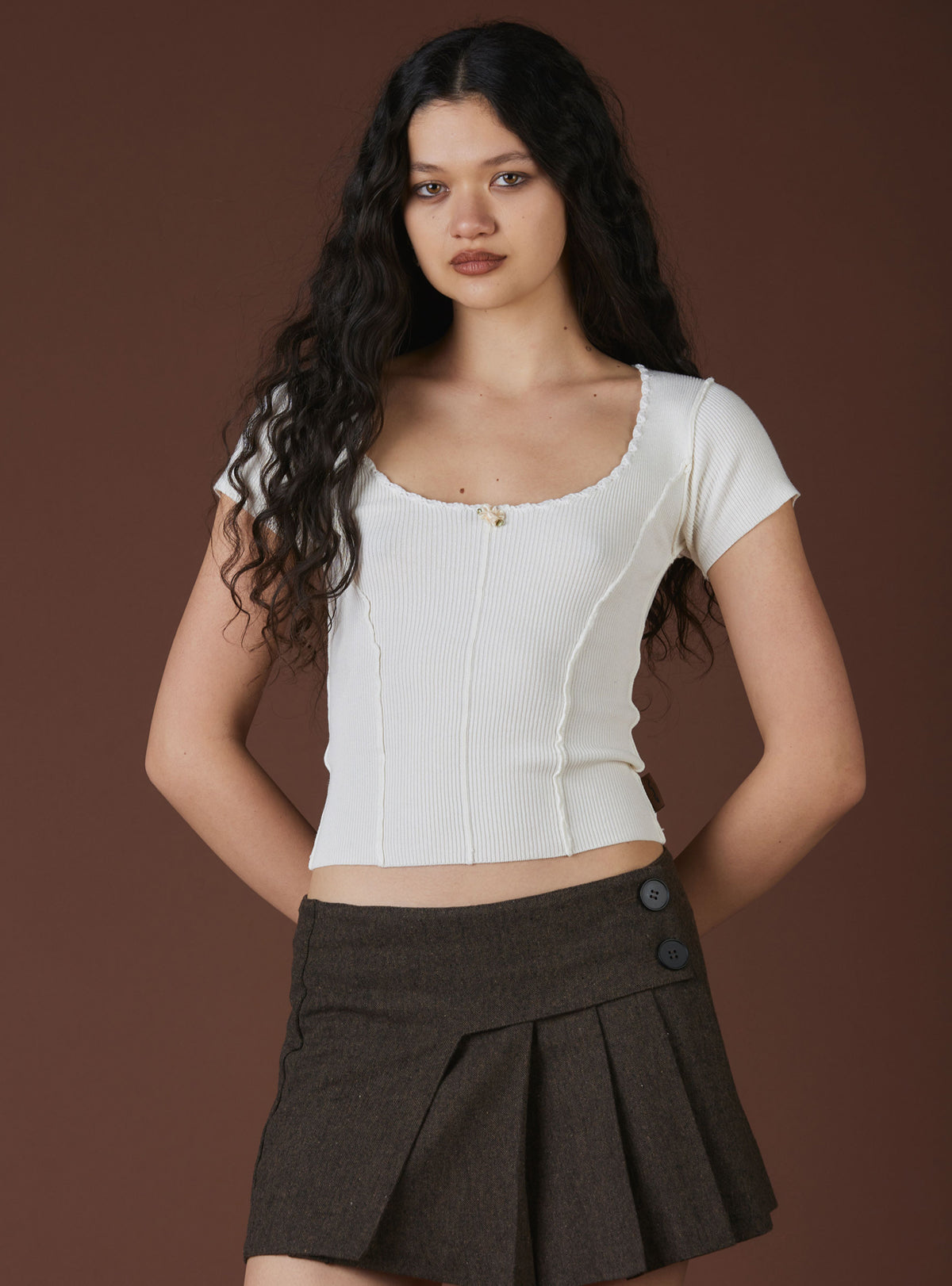 XAE Ribbed White Crop Top