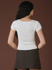 XAE Ribbed White Crop Top