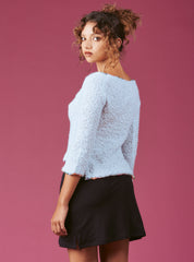 Soft Baby Blue Cropped Boucle-Knit Sweater UNIF