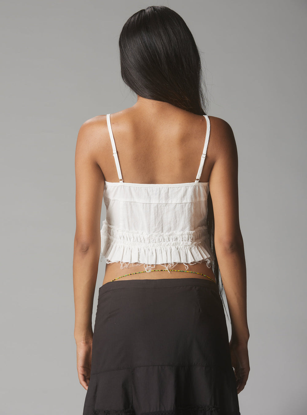 White Crop Top With Raw Hem UNIF