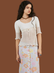 Crochet Knit Top In Off White UNIF