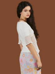 Crochet Knit Top In Off White UNIF