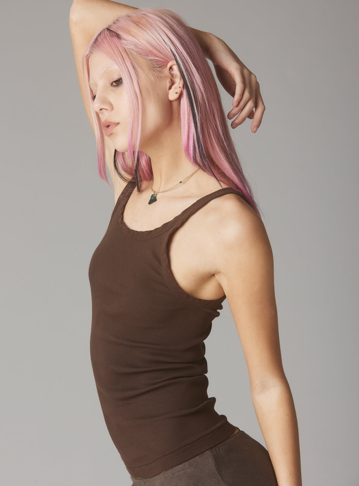 Staple Rib Tank Dark Brown