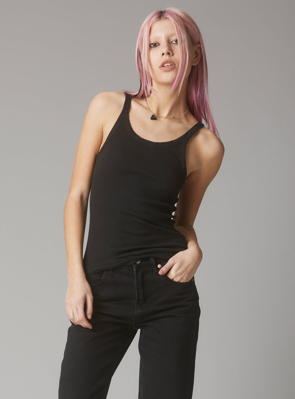Staple Rib Tank Black