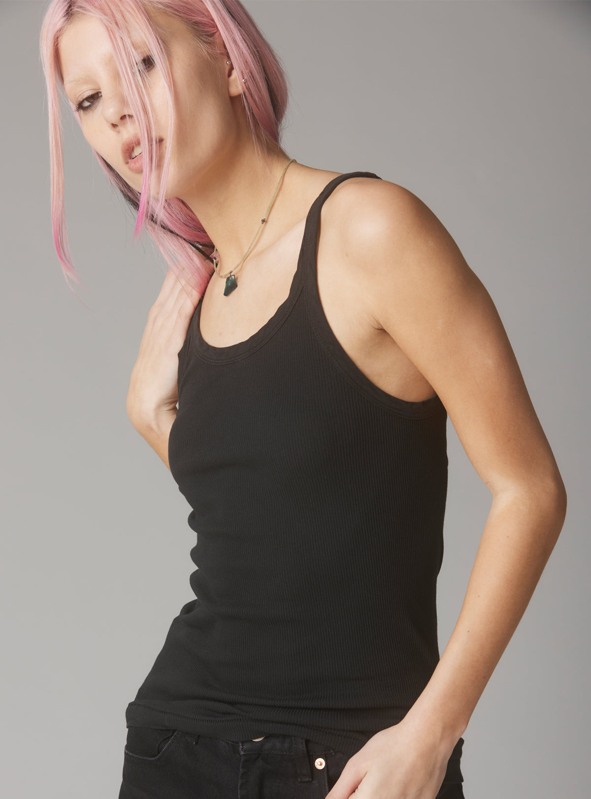 Staple Rib Tank Black