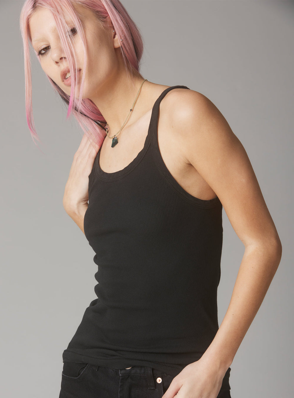 Staple Rib Tank Black