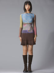 Skye Top Y2K allover-print mesh top with custom artwork