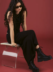 Black Platform Lace-Up Combat Boot UNIF