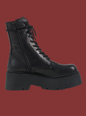 Black Platform Lace-Up Combat Boot UNIF