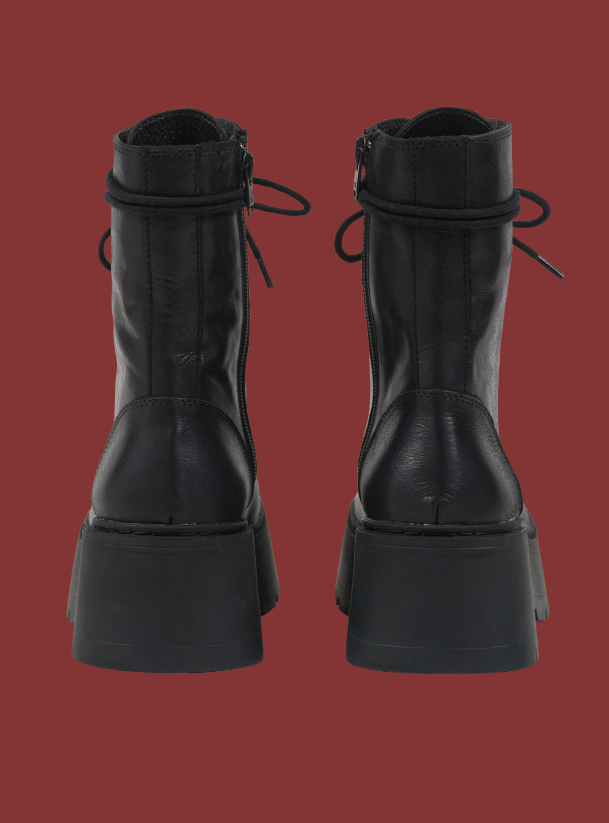 Black Platform Lace-Up Combat Boot UNIF