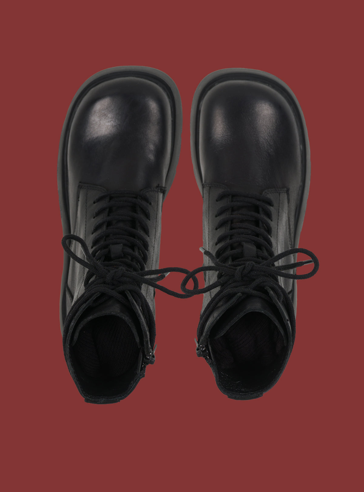 Black Platform Lace-Up Combat Boot UNIF
