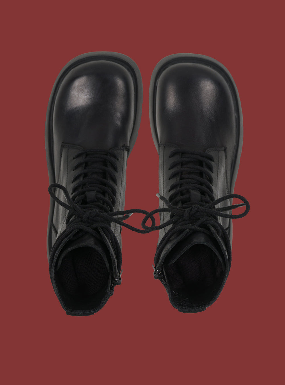 Black Platform Lace-Up Combat Boot UNIF