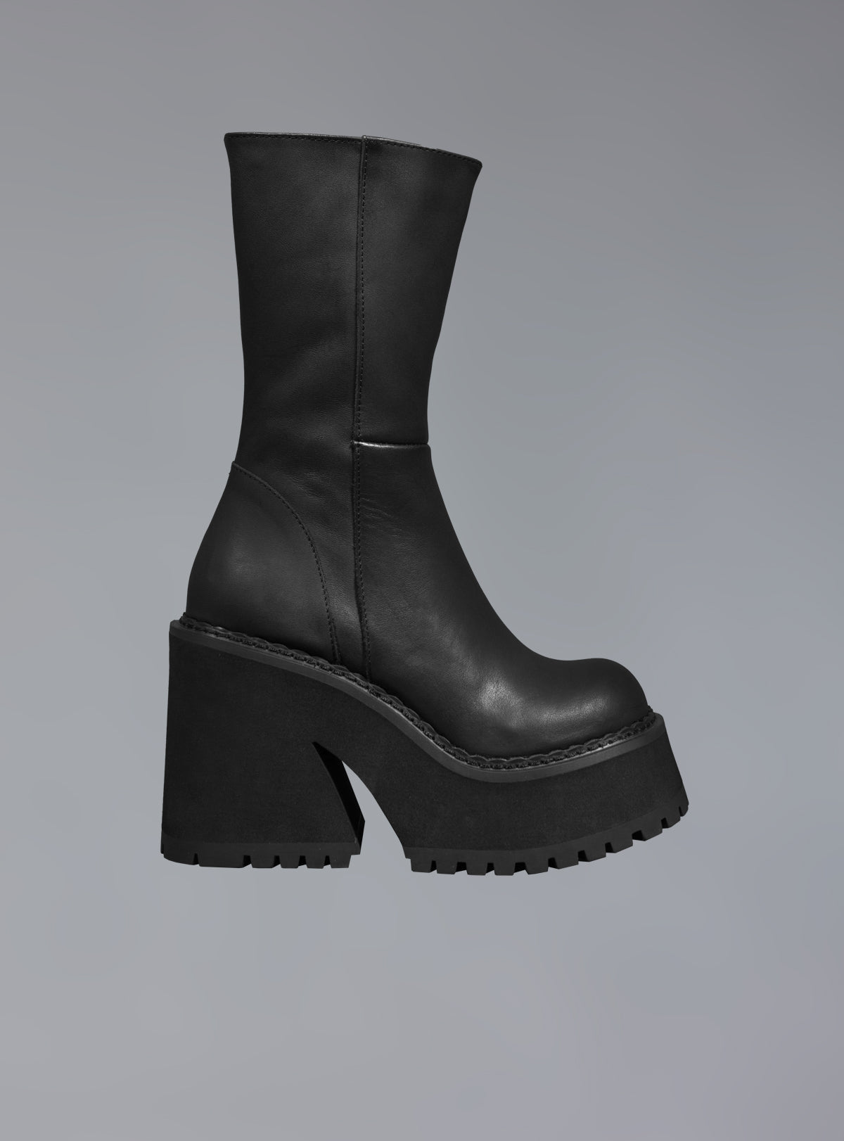 Black Leather Platform Boot UNIF