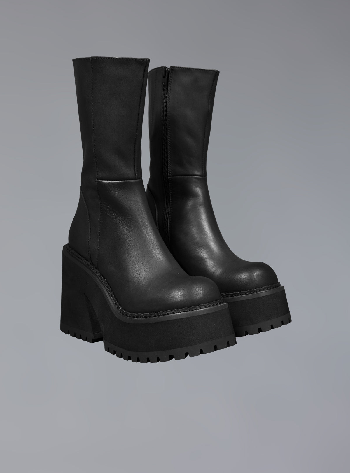 Black Leather Platform Boot UNIF