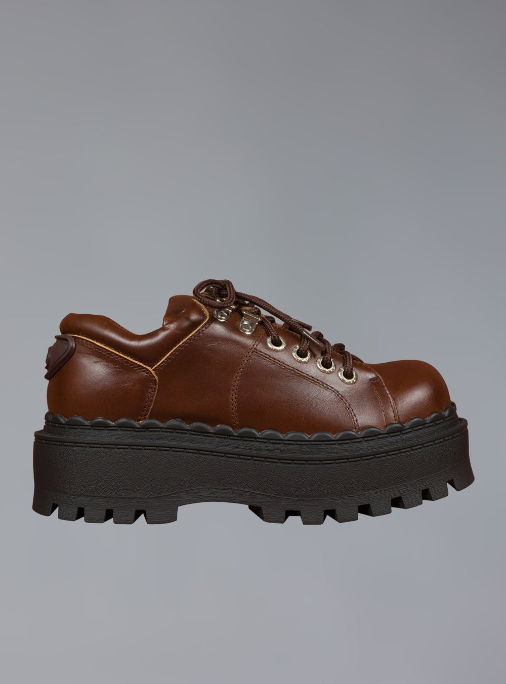 Low Top Leather Chunky Platform Boot in Brown UNIF
