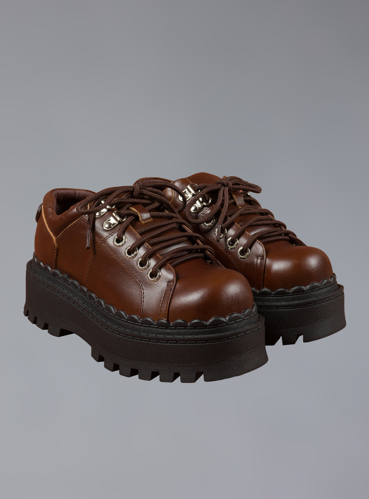 Low Top Leather Chunky Platform Boot in Brown UNIF