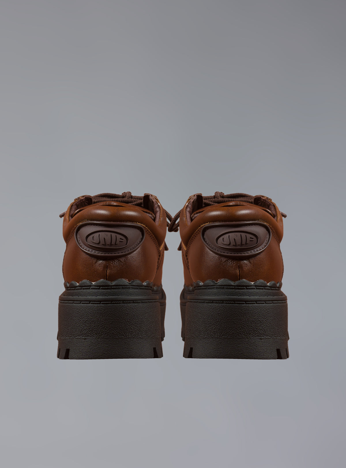 Low Top Leather Chunky Platform Boot in Brown UNIF