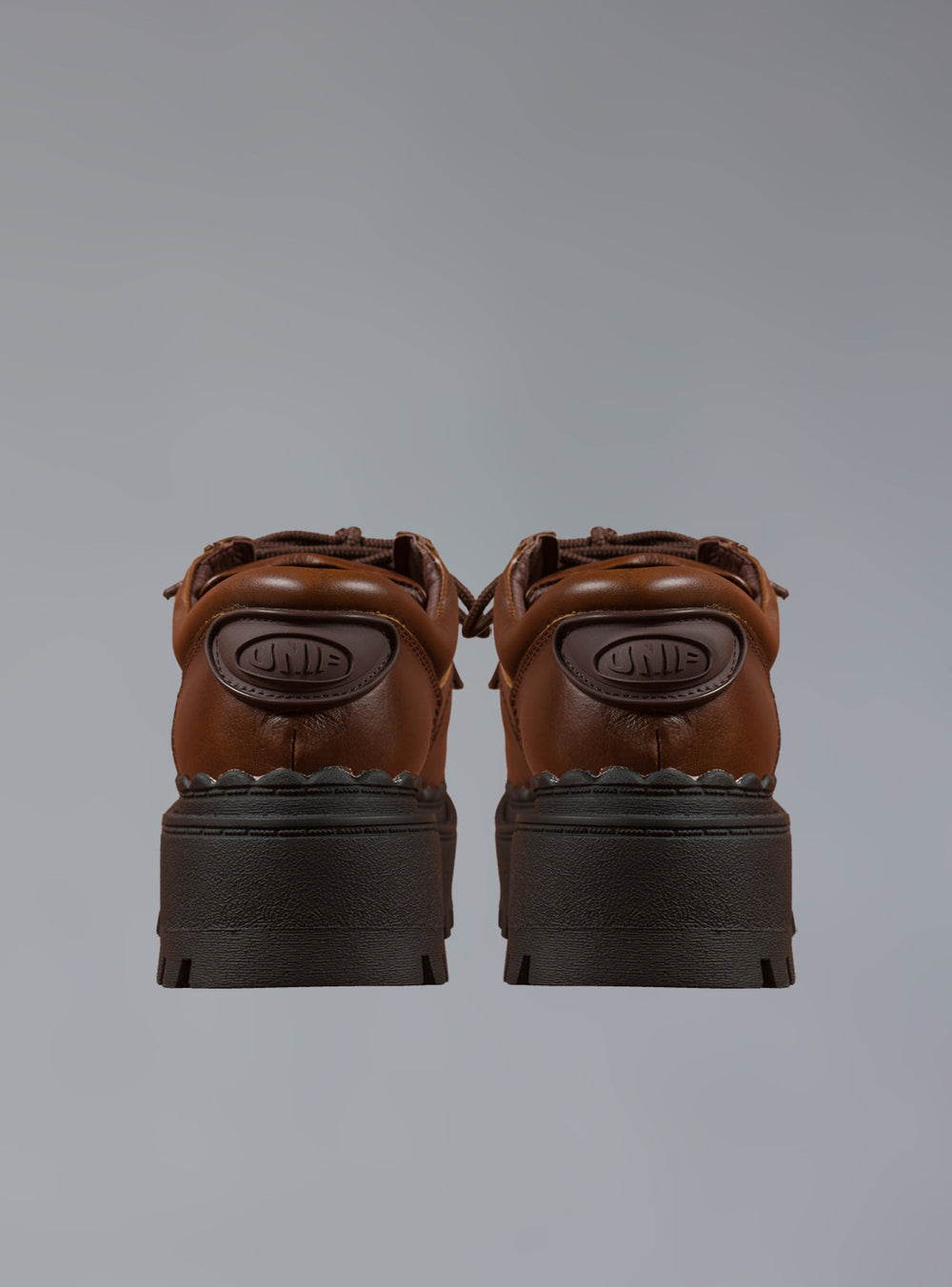 Low Top Leather Chunky Platform Boot in Brown UNIF