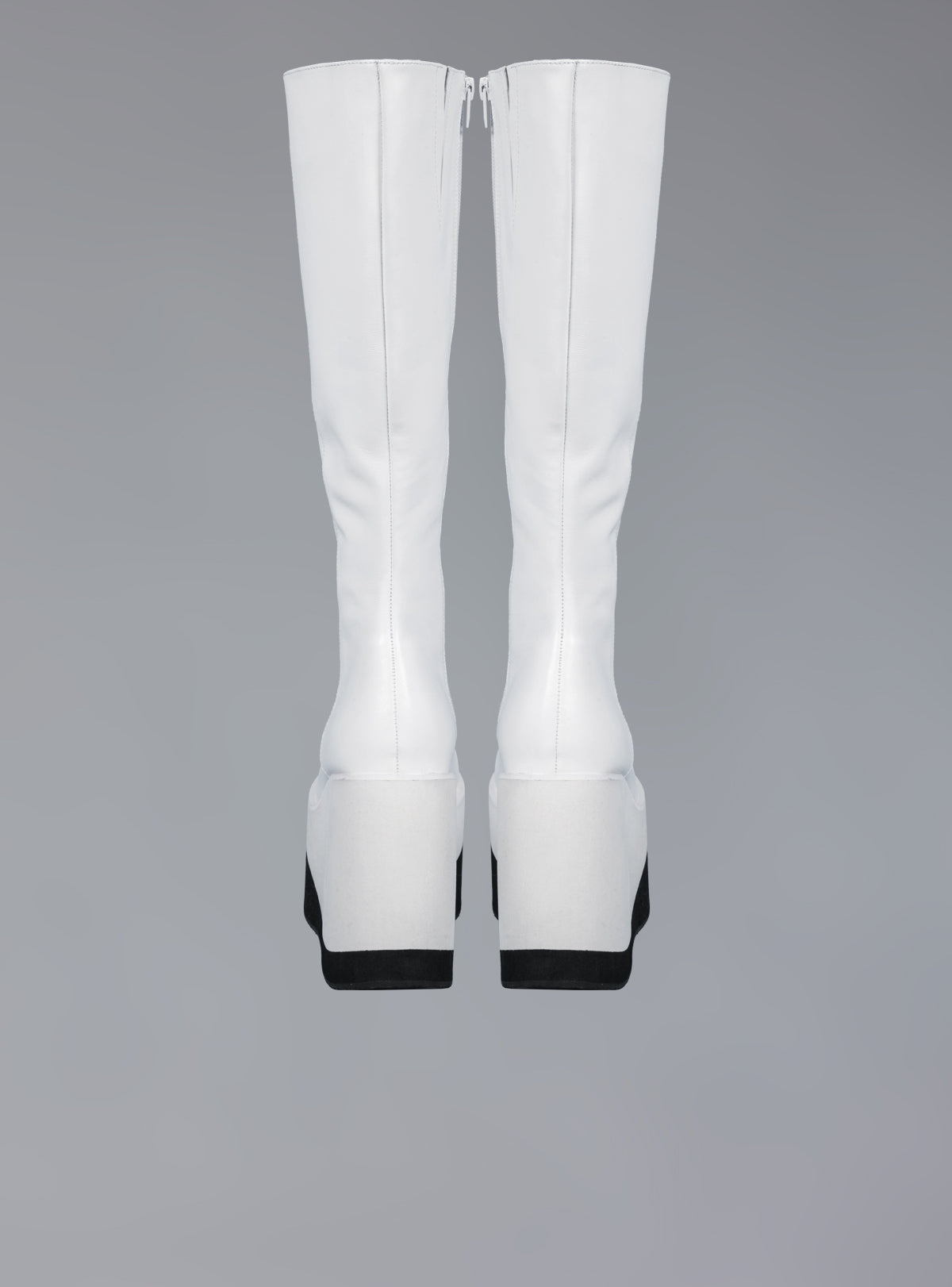Stacked White Leather Platform Knee High Boot UNIF