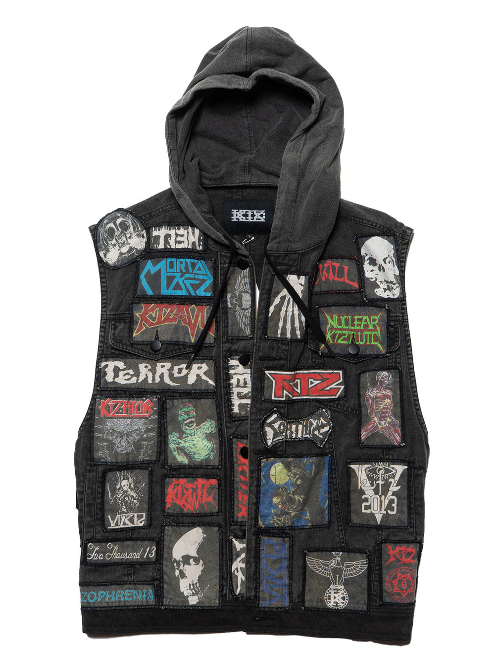 Vintage KTZ Crust Denim Vest With Hood