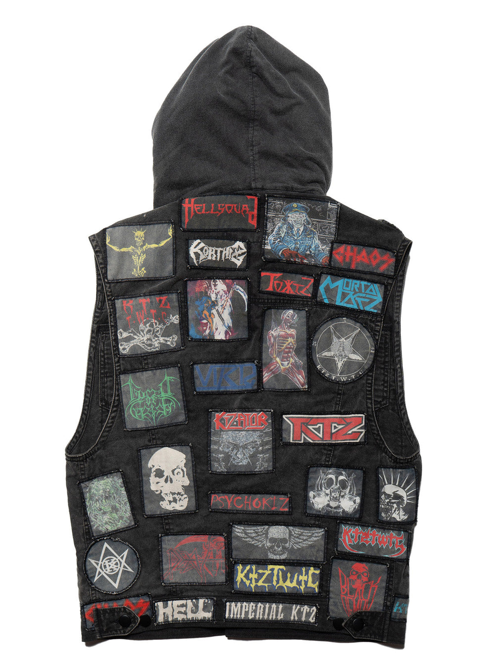 Vintage KTZ Crust Denim Vest With Hood