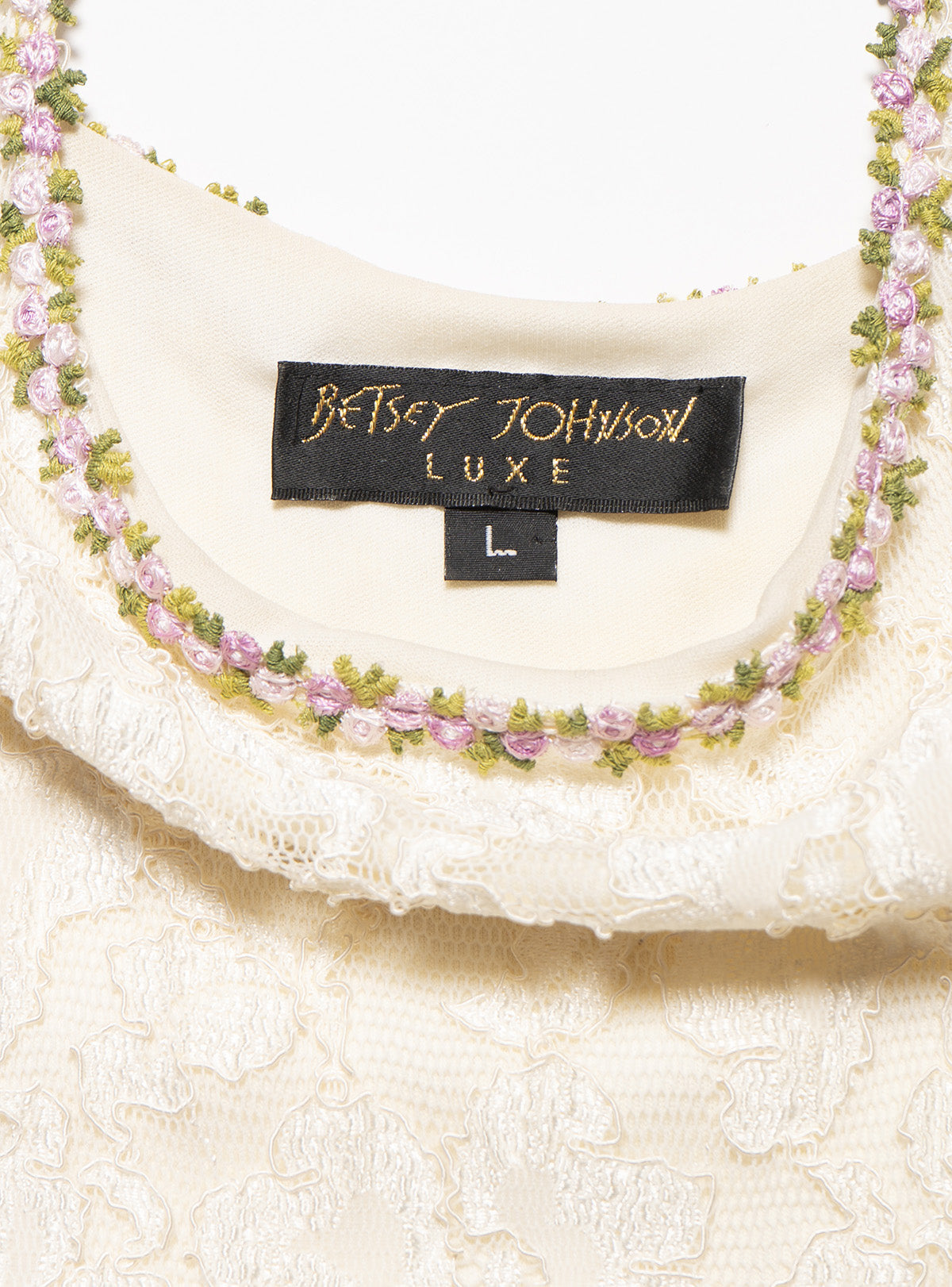 Vintage Betsy Johnson Cream Lace Mini Dress