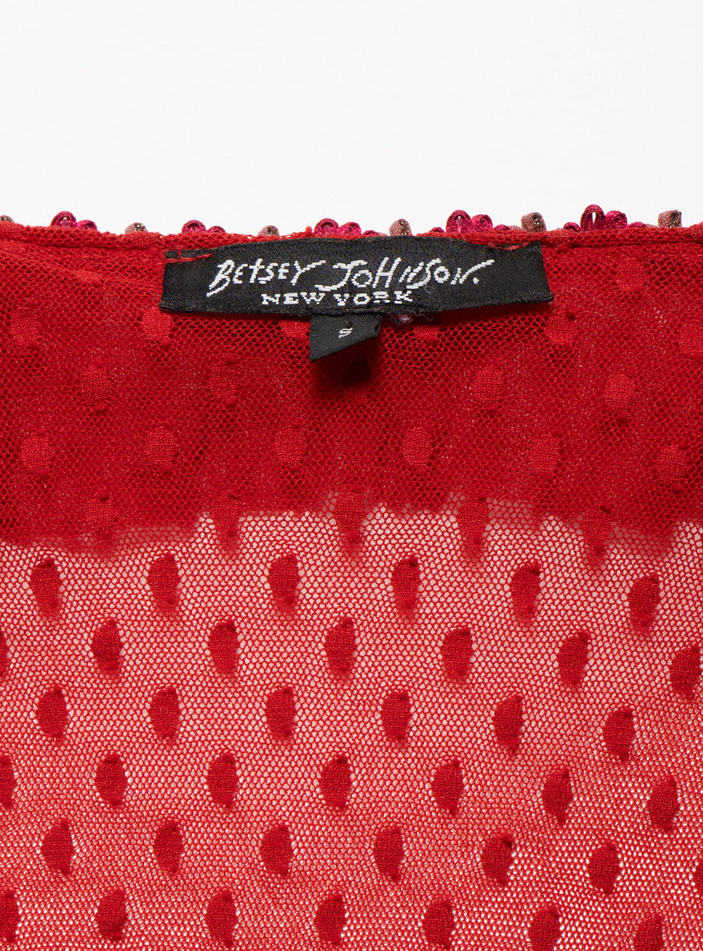 Vintage Betsy Johnson Red Mesh Scoop Neck Top
