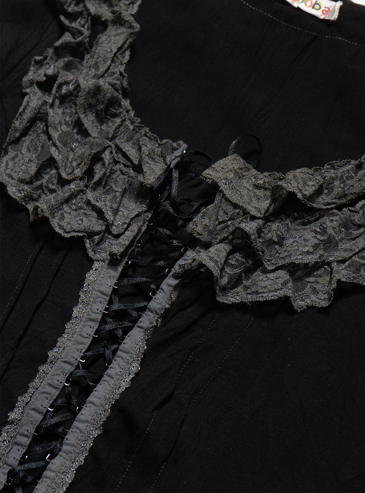 Vintage Jojoba Black Frill Top