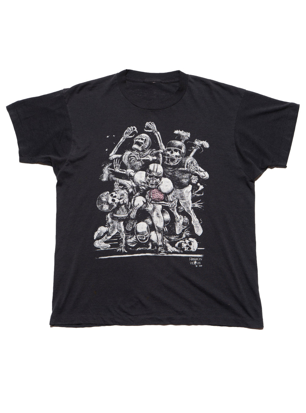 Vintage Fashion Victim Skeleton Football Tee