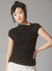 Rib Asymmetrical Cap Sleeve